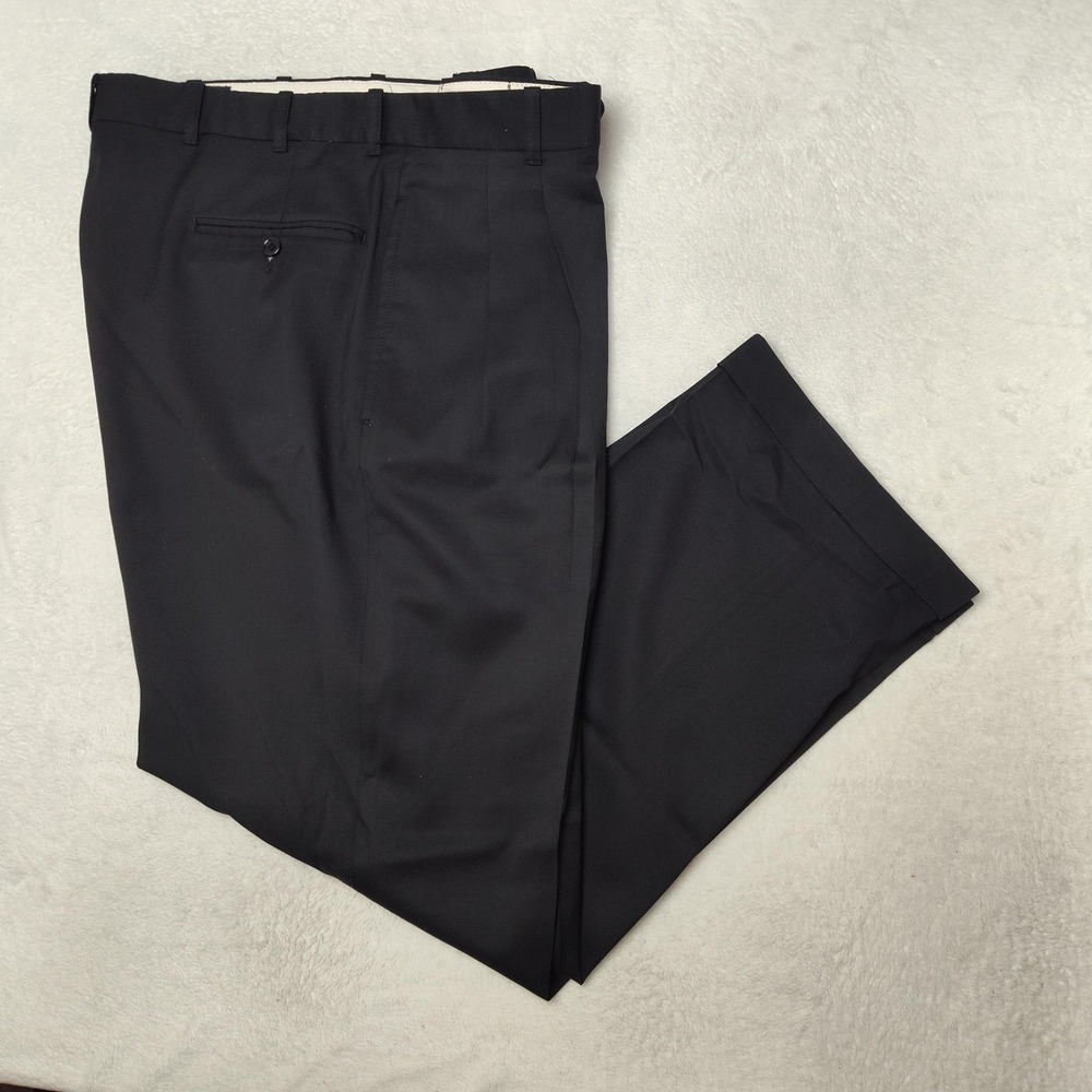 Mark Shale Pants Mens 37x30 Black Wool Classic Dress Slacks Work Trousers Suit